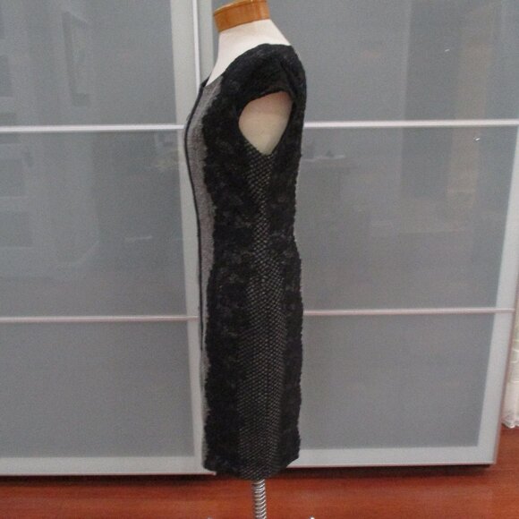 Vintage Betsey Johnson Tweed Lace Cap Sleeve Shift Dress - Picture 2 of 6